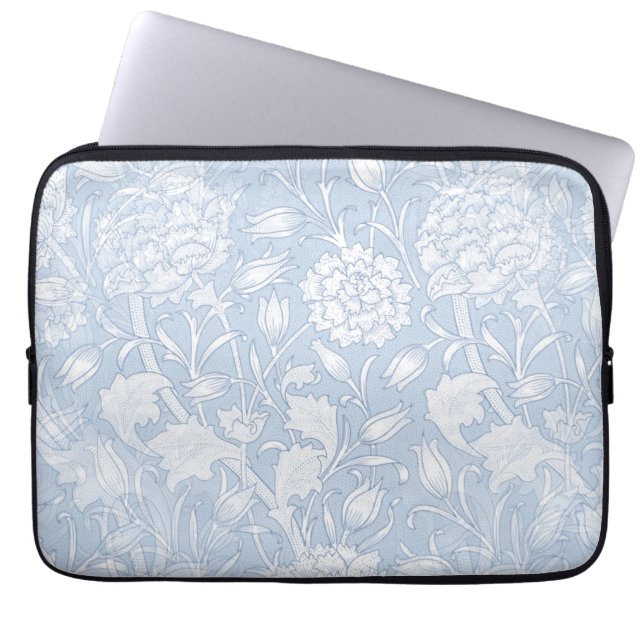 William Morris Floral Pattern in Blue Laptop Sleeve (Voorkant)
