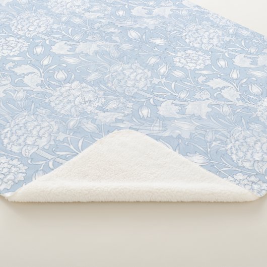 William Morris Floral Pattern in Blue Sherpa Deken (3/4)