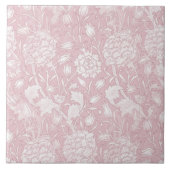 William Morris Floral Pattern in Pink Ceramic Tile Tegeltje (Voorkant)