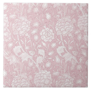 William Morris Floral Pattern in Pink Ceramic Tile Tegeltje
