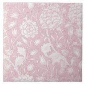 William Morris Floral Pattern in Pink Ceramic Tile Tegeltje (Voorkant)