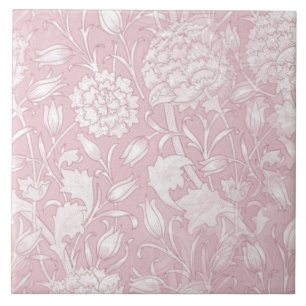 William Morris Floral Pattern in Pink Ceramic Tile Tegeltje