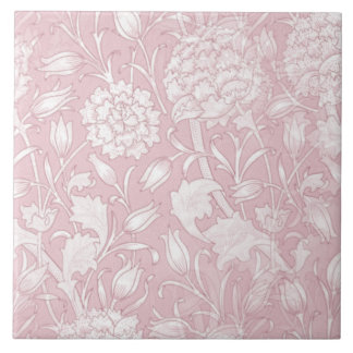 William Morris Floral Pattern in Pink Ceramic Tile Tegeltje