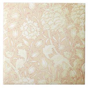 William Morris Floral Pattern in Pink Ceramic Tile Tegeltje