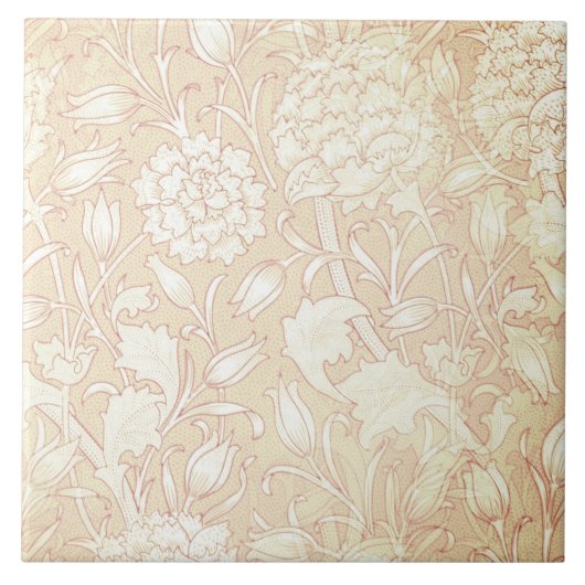 William Morris Floral Pattern in Pink Ceramic Tile Tegeltje (Voorkant)