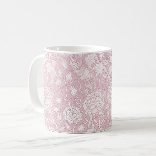 William Morris Floral Pattern in Pink Coffee Mok (Voorkant links)