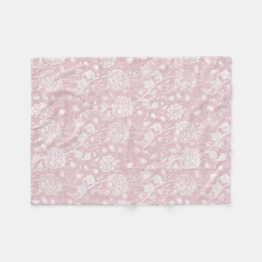 William Morris Floral Pattern in Pink Fleece Deken (Voorkant (Horizontaal))