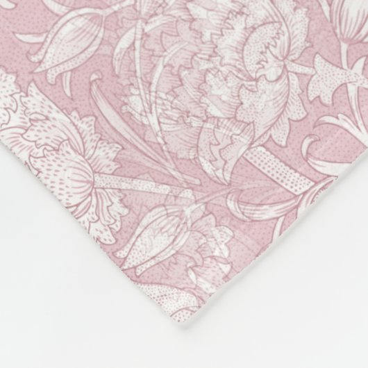 William Morris Floral Pattern in Pink Fleece Deken (Hoek)