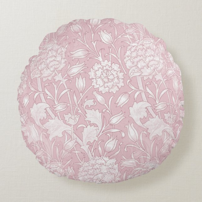 William Morris Floral Pattern in Pink Rond Kussen (Voorkant)