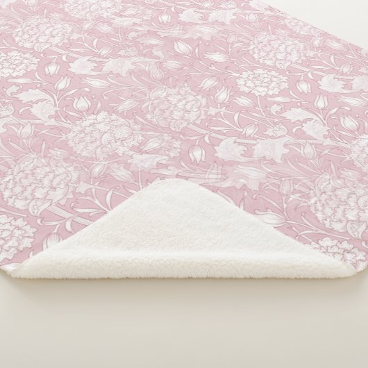 William Morris Floral Pattern in Pink Sherpa Deken (3/4)