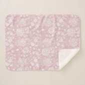 William Morris Floral Pattern in Pink Sherpa Deken (Voorkant (horizontaal))