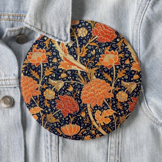 William Morris Floral Pattern Round Button (In situ)