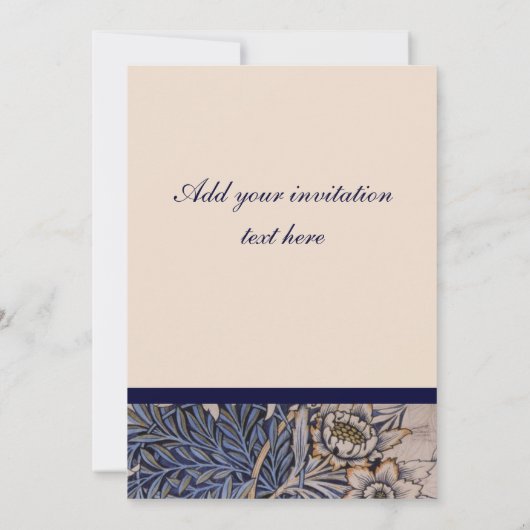William Morris Floral Pattern Wedding Invitation Kaart (Achterkant)