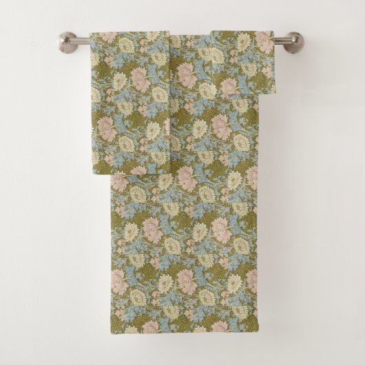 William Morris  Floral Pink Chrysanthemum Bad Handdoek (Insitu)