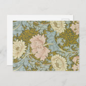 William Morris Floral Pink Chrysanthemum Briefkaart (Voorkant / Achterkant)
