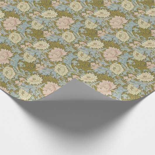 William Morris  Floral Pink Chrysanthemum Cadeaupapier (Hoek)