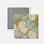 William Morris Floral Pink Chrysanthemum Magneet (Voorkant / Achterkant)
