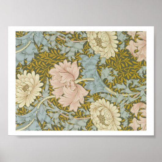 William Morris Floral Pink Chrysanthemum Poster (Voorkant)