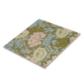 William Morris Floral Pink Chrysanthemum Tegeltje (Zijkant)