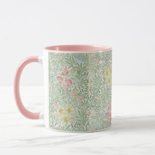 William Morris Floral Pink Green Bower Mok (Links)