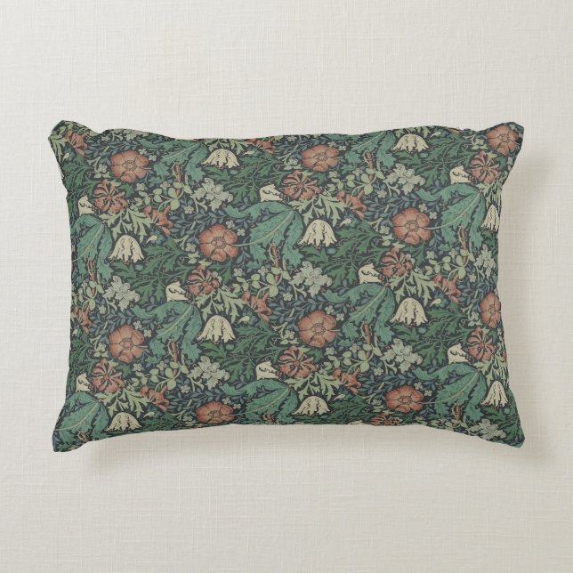 William Morris  Floral Pink Green Compton Accent Kussen (Voorkant)