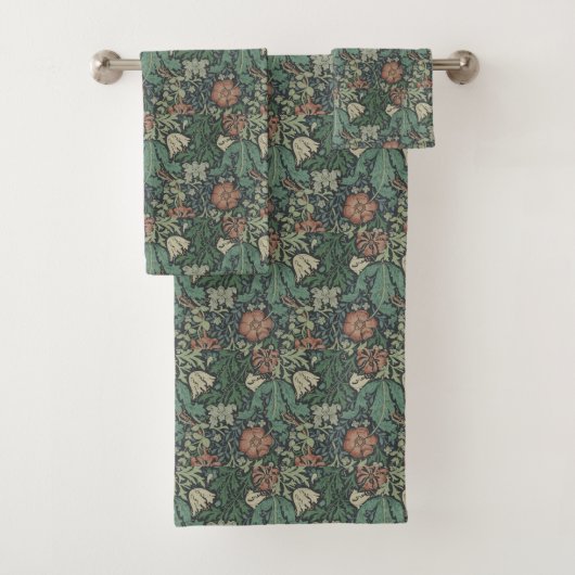 William Morris  Floral Pink Green Compton Bad Handdoek (Insitu)