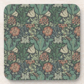 William Morris  Floral Pink Green Compton Bier Onderzetter (Voorkant)