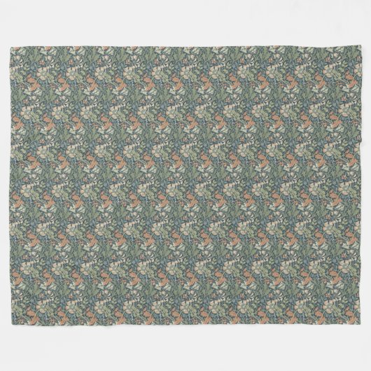 William Morris Floral Pink Green Compton Fleece Deken (Voorkant (Horizontaal))