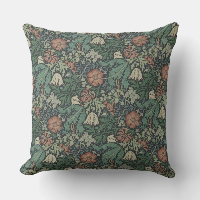 William Morris  Floral Pink Green Compton Kussen (Voorkant)