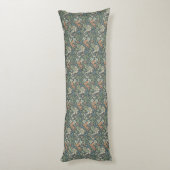 William Morris Floral Pink Green Compton Lichaamskussen (Achterkant (Verticaal))
