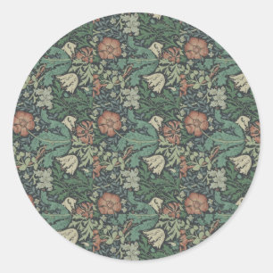 William Morris Floral Pink Green Compton Ronde Sticker