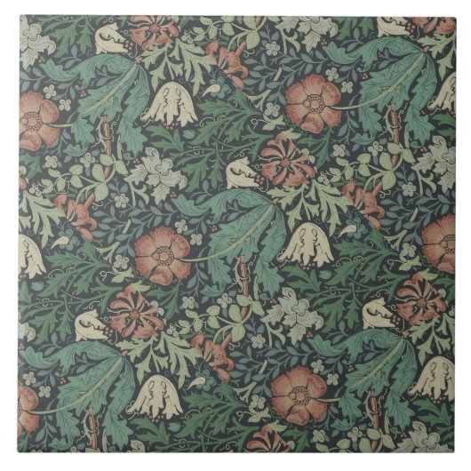William Morris  Floral Pink Green Compton Tegeltje (Voorkant)