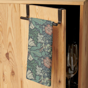 William Morris  Floral Pink Green Compton Theedoek