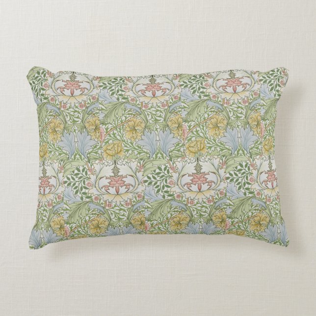 William Morris  Floral Pink Green Myrtle Accent Kussen (Voorkant)