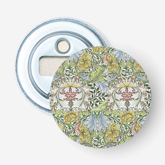 William Morris  Floral Pink Green Myrtle Button Flesopener (Voorkant)