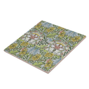 William Morris  Floral Pink Green Myrtle C Tegeltje