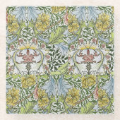 William Morris Floral Pink Green Myrtle Glazen Onderzetter (Voorkant)
