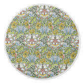 William Morris  Floral Pink Green Myrtle Keramische Knop (Voorkant)
