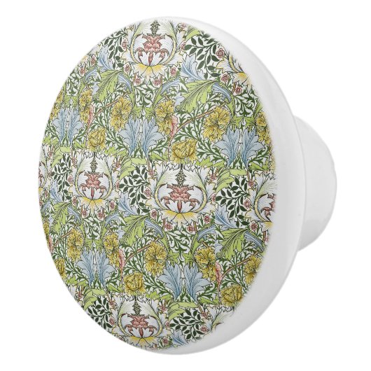 William Morris  Floral Pink Green Myrtle Keramische Knop (Rechts)