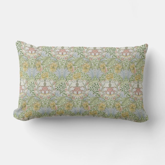 William Morris  Floral Pink Green Myrtle Kussen (Voorkant)