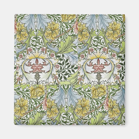 William Morris Floral Pink Green Myrtle Magneet (Voorkant)