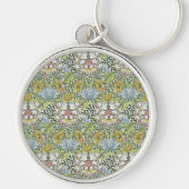 William Morris  Floral Pink Green Myrtle Sleutelhanger (Voorkant)
