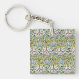 William Morris  Floral Pink Green Myrtle Sleutelhanger