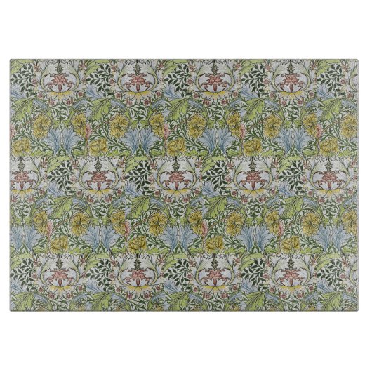 William Morris  Floral Pink Green Myrtle Snijplank (Voorkant)