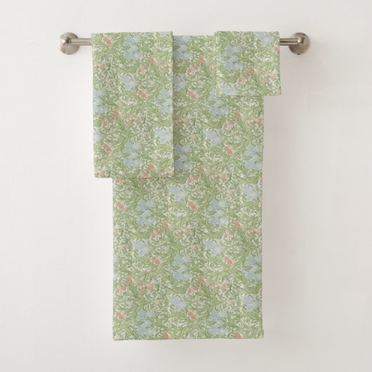 William Morris Floral Pink Iris Bad Handdoek (Insitu)