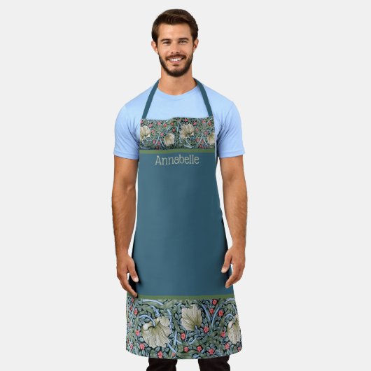 William Morris Floral Print Personalize Schort (Gedragen)