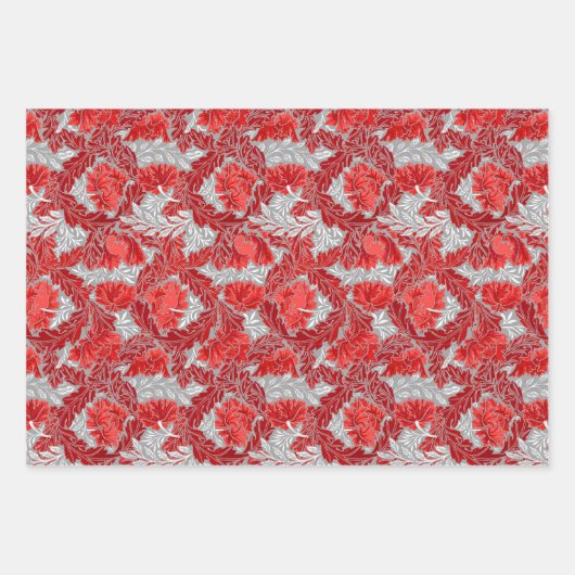 William Morris Floral, Red, Turquoise en Fuchsia Inpakpapier Vel (Voorkant)