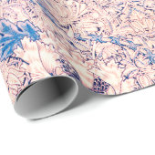 William Morris FLORAL ROZE EN BLAUW inpakpapier (Rol Hoek)