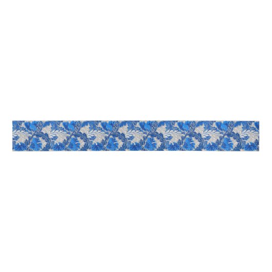 William Morris Floral, Sapphire Blue en Gray Grosgrain Lint (Voorkant)