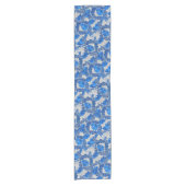 William Morris Floral, Sapphire Blue en Gray Korte Tafelloper (Voorkant)